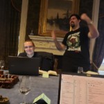 Players acting out a scene for D&D