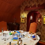 lavish castle conference room turned into a craft table for dice trays