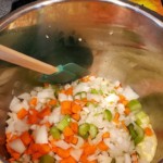 spatula stirring veggies in an instapot