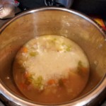 soup after pouring in blended cauliflower
