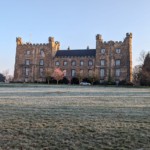 Lumley Castle and a lawn of frost