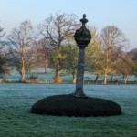 Sundial in front of the castle entryway